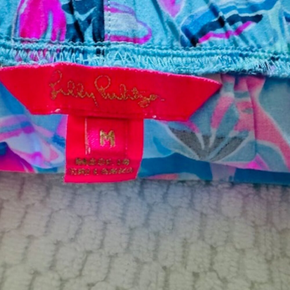NWT Lilly Pulitzer Sunrise Bay Ocean View Shorts M You've Been Spotted Porto Blu - Picture 5 of 8